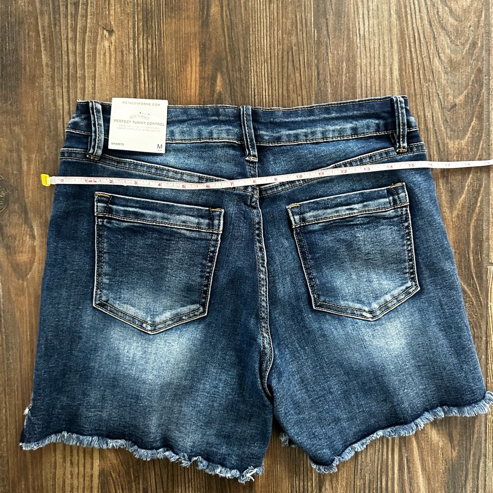 Royalty For Me Dark Blue Distressed Denim Blue Jean Shorts - Picture 13 of 16